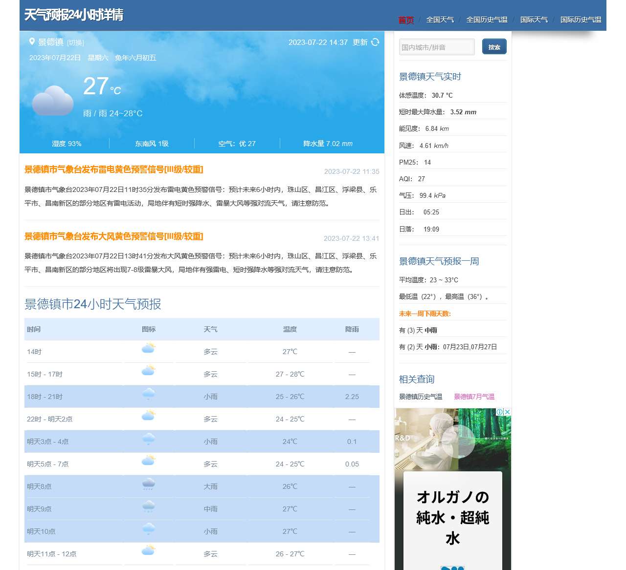 天气预报24小时详情,历史每月气温降雨查询 – 天气二四网