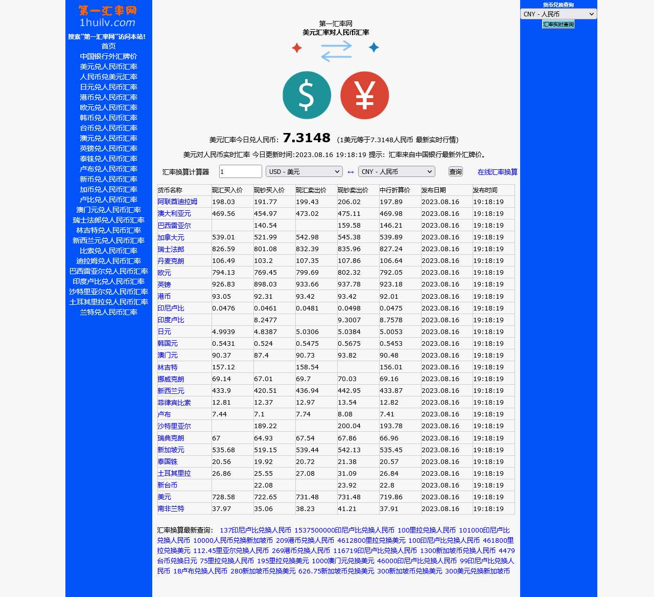 第一汇率网-专业的美元汇率对人民币汇率换算网站