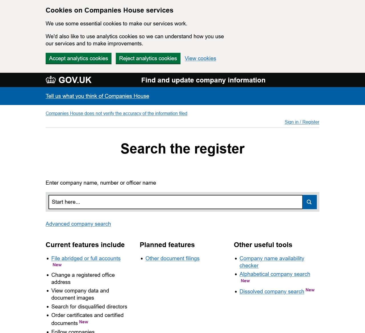 Find and update company information - GOV.UK