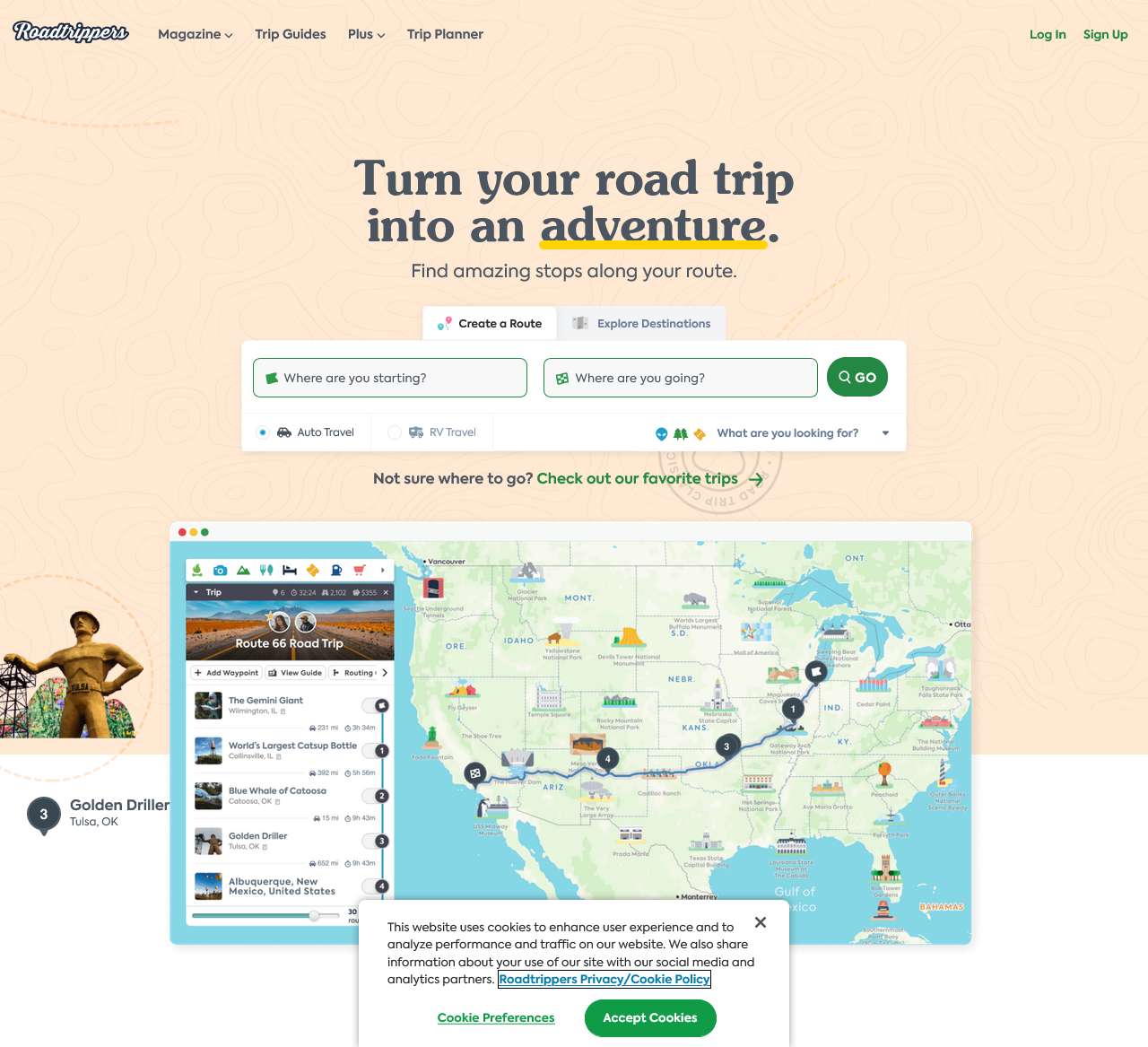 Road Trip Planner – Build your itinerary and find the best stops