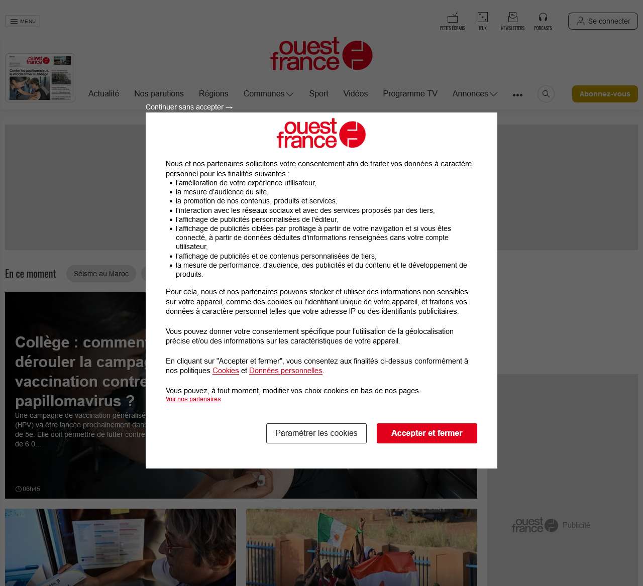 Ouest-France : toute l'actualité en direct, l'info en continu en France, dans les régions et dans le monde