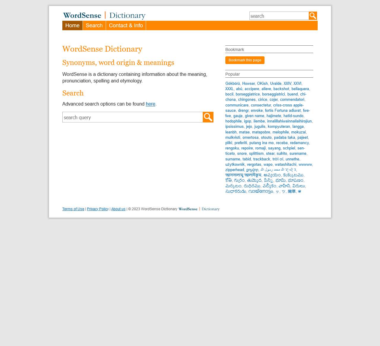 WordSense Dictionary: word origin & history, definitions, synonyms & translations