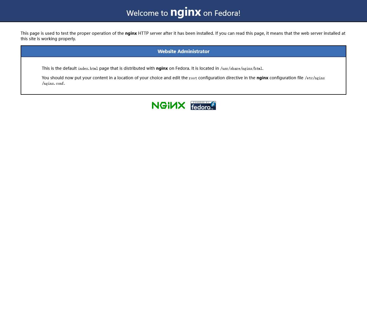 Test Page for the Nginx HTTP Server on Fedora