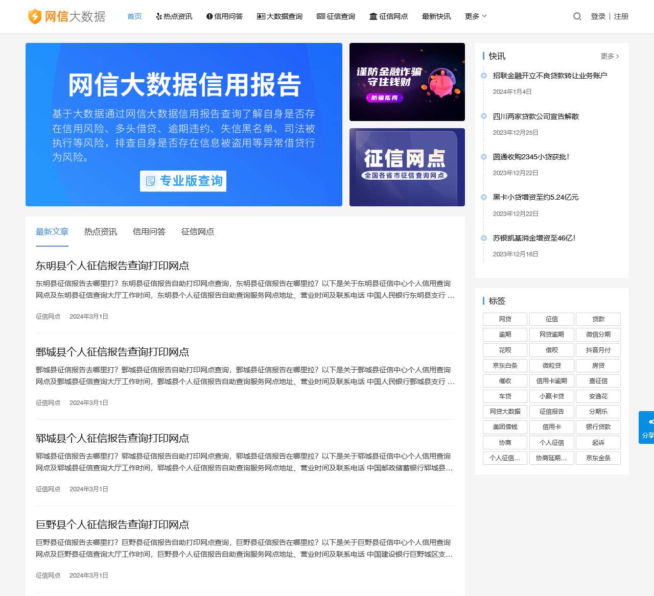 网信大数据信用报告查询