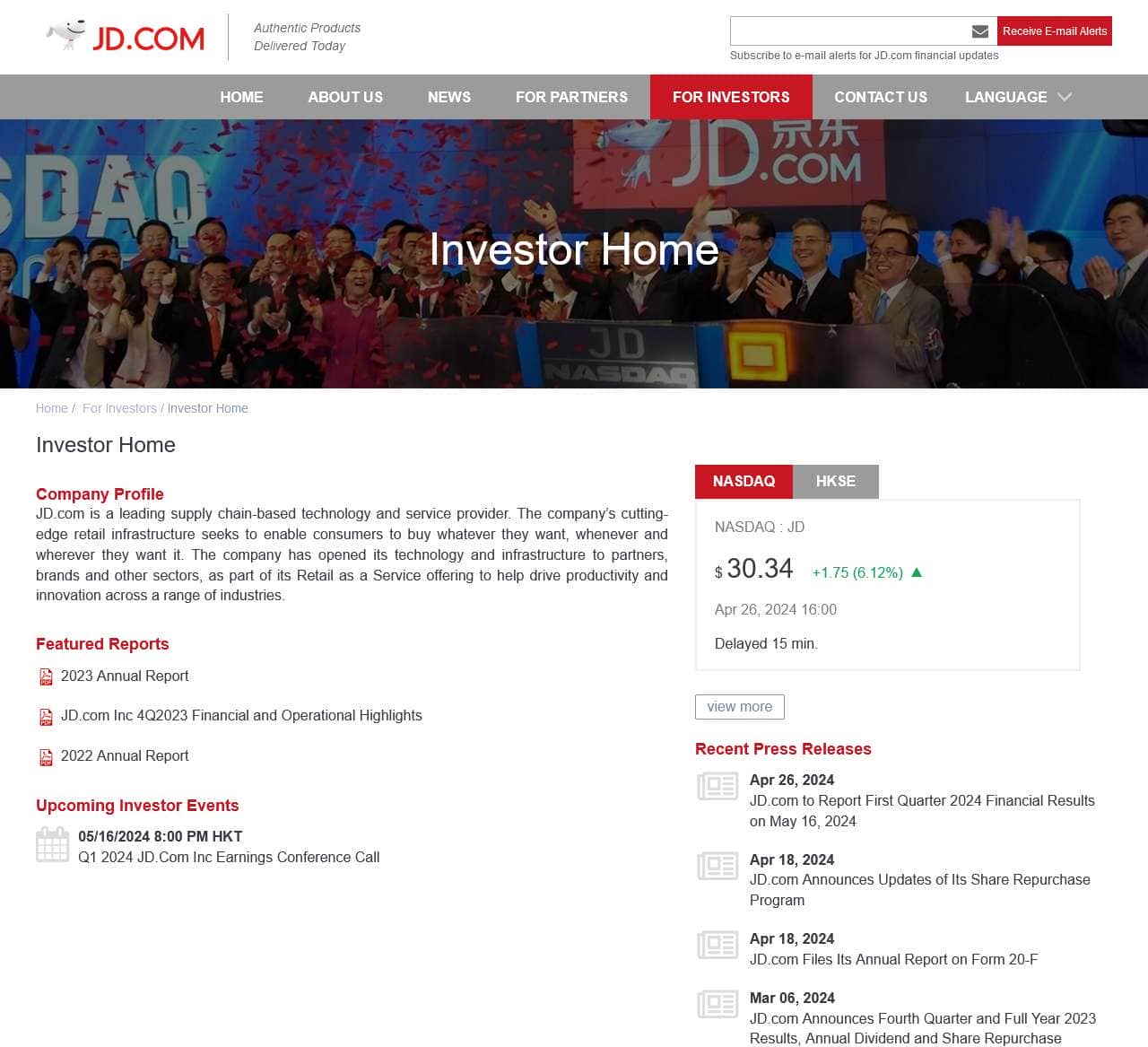 Investor Home | JD.Com, Inc.
