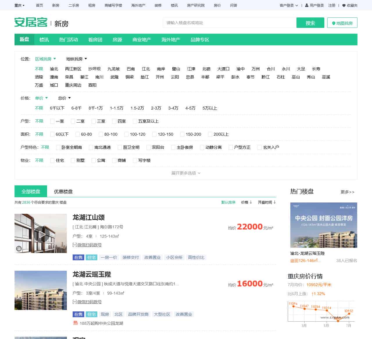 重庆楼盘网，重庆新房一手房，重庆房产网信息网，新开楼盘在售重庆楼盘信息 – 安居客