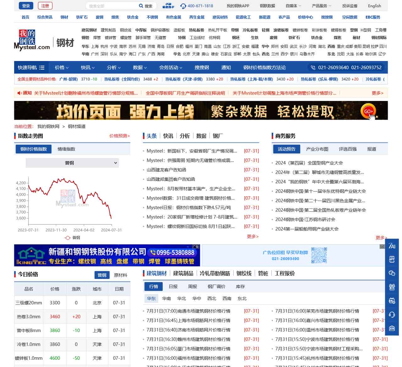 钢材价格今日报价表_钢材价格最新行情走势-我的钢铁网