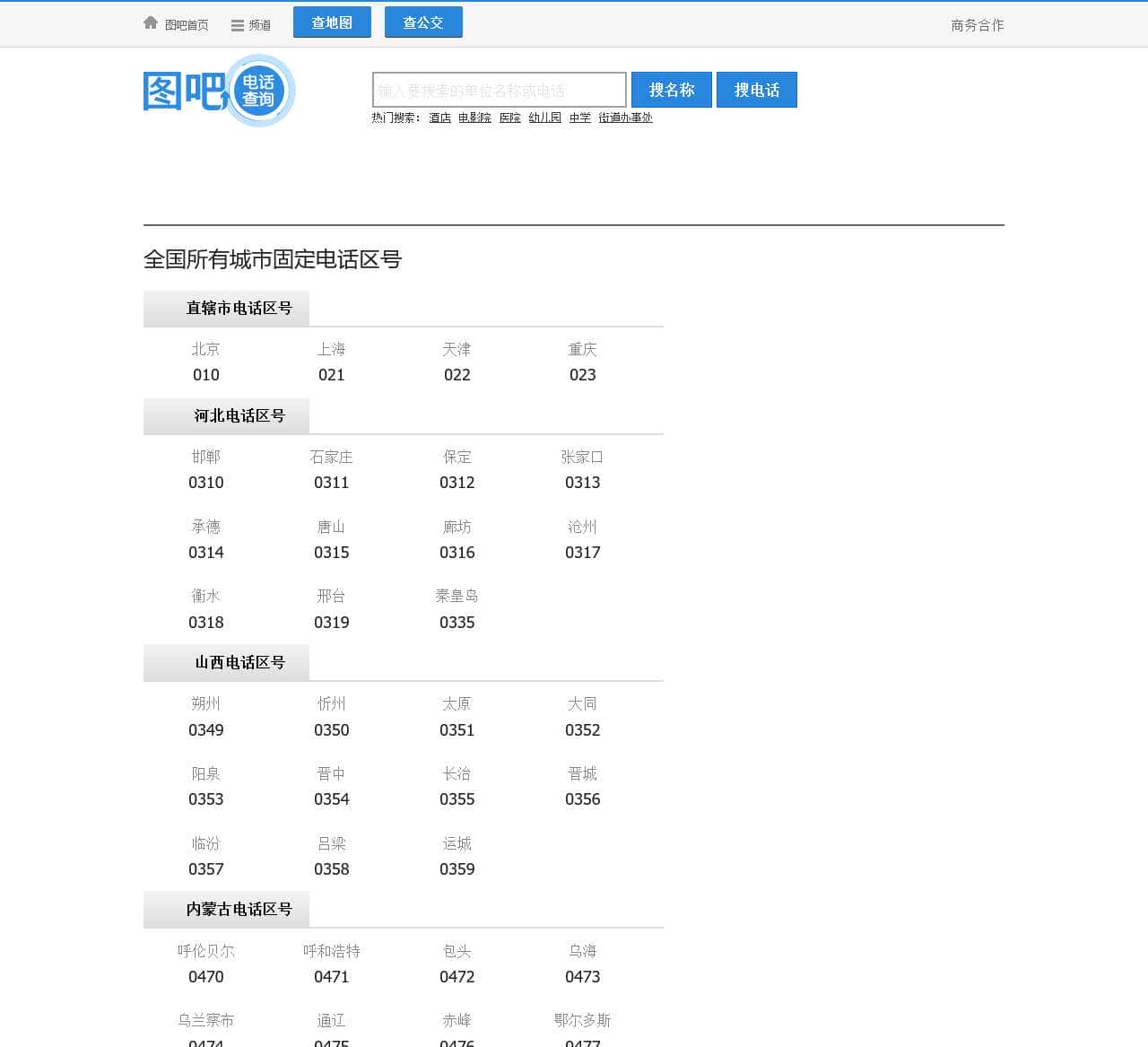 全国电话区号查询,区号大全,电话区号归属地查询,固定电话区号查询
