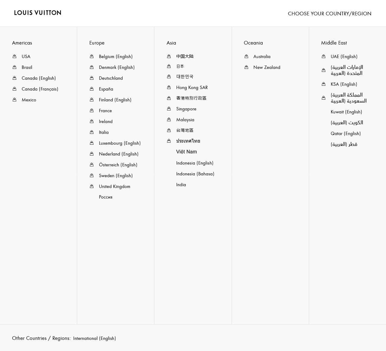 LOUIS VUITTON | Select Your Country/Region
