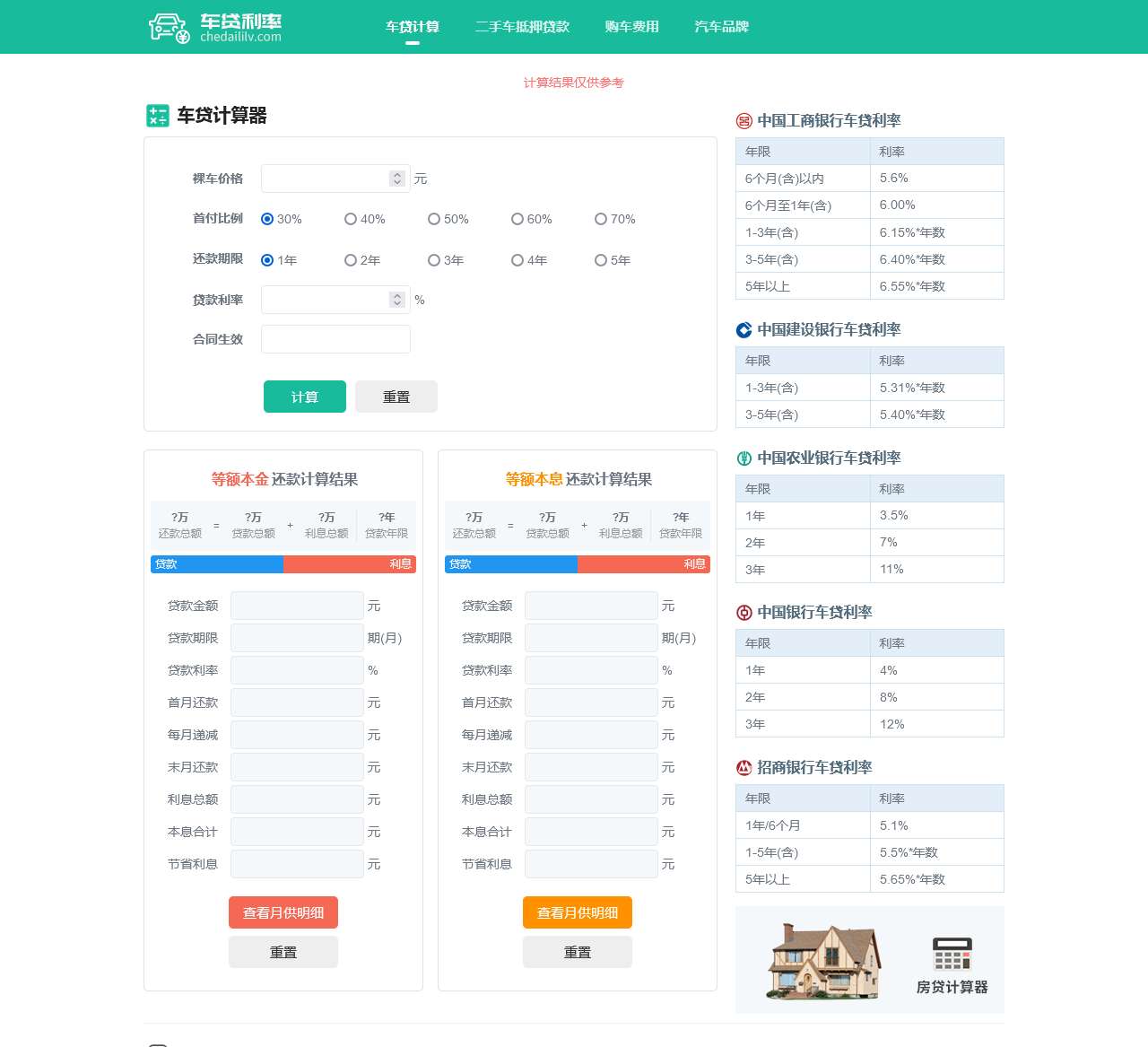 车贷计算器 车贷计算器2025年最新版 车贷利率计算器 车贷利率