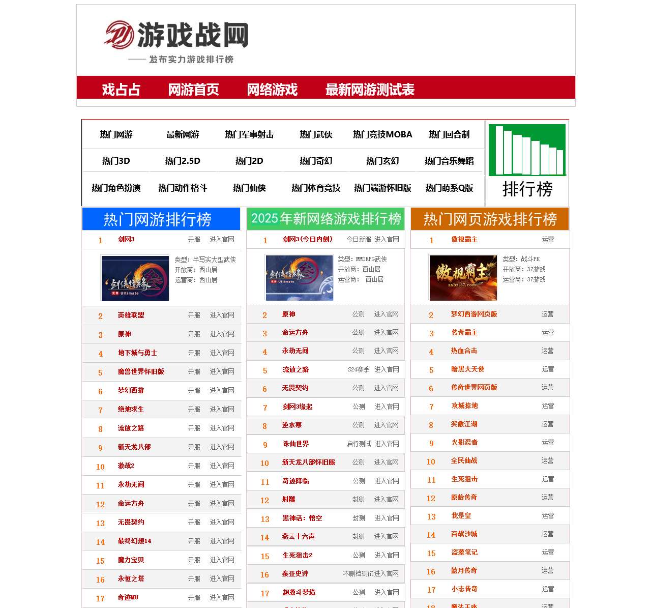 网络游戏排行榜2025前十名.最新好玩的网游排行榜.2025热门好玩的网络游戏排行榜