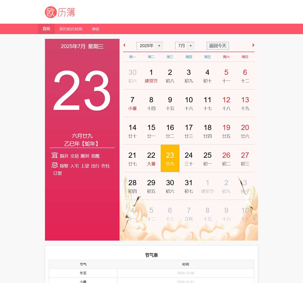 万年历2025年日历表